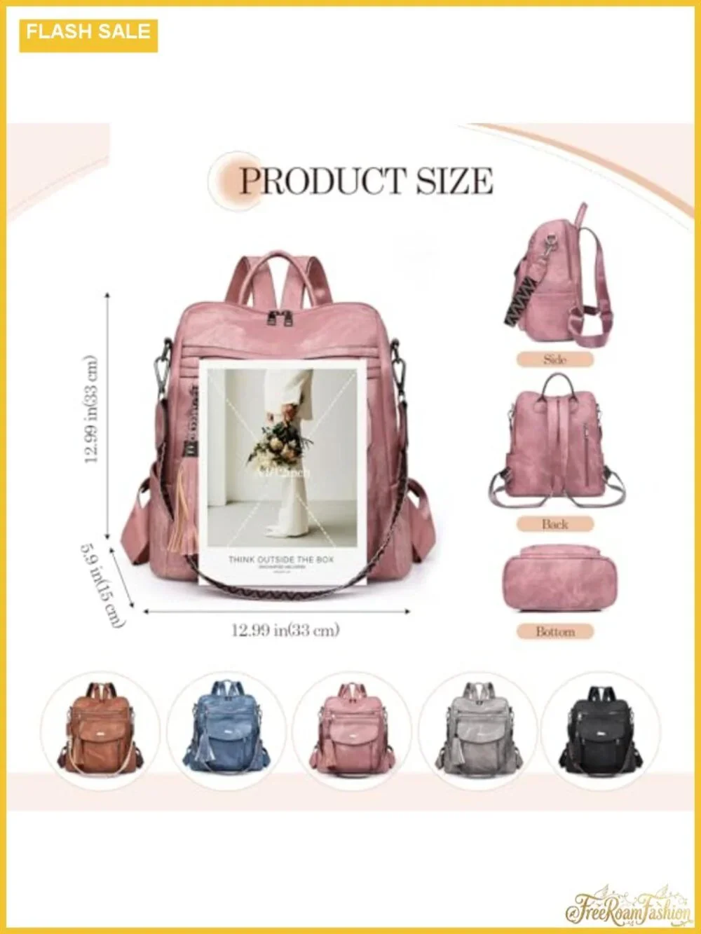PU Leather Women's Fashion Backpack Purse Convertible Shoulder Handbag Travel